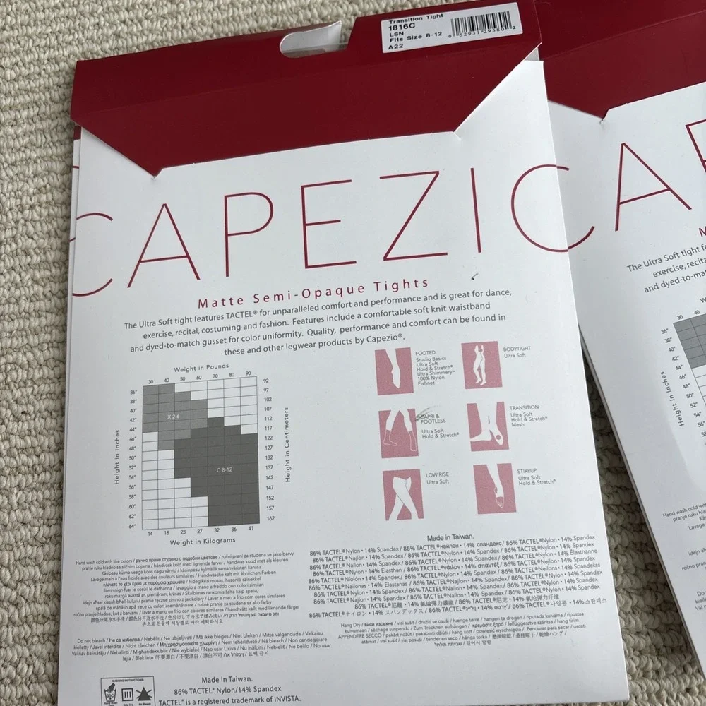 2 Capezio Ultra Soft Transition Tights Suntan Size 8-12 Dance Ballet #1816C